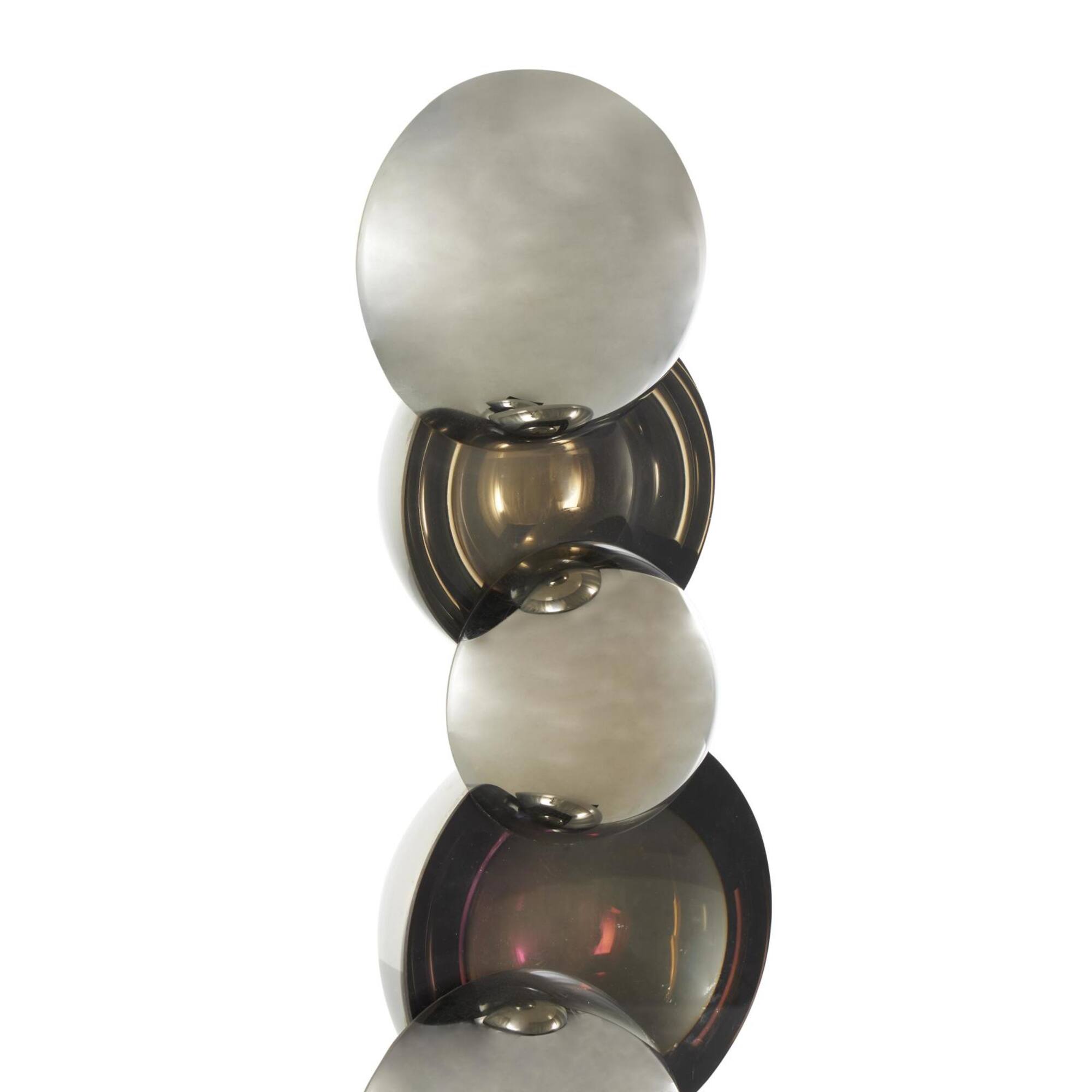 15.75" Black Glass Abstract Stacked Orb Sculpture with Black Base